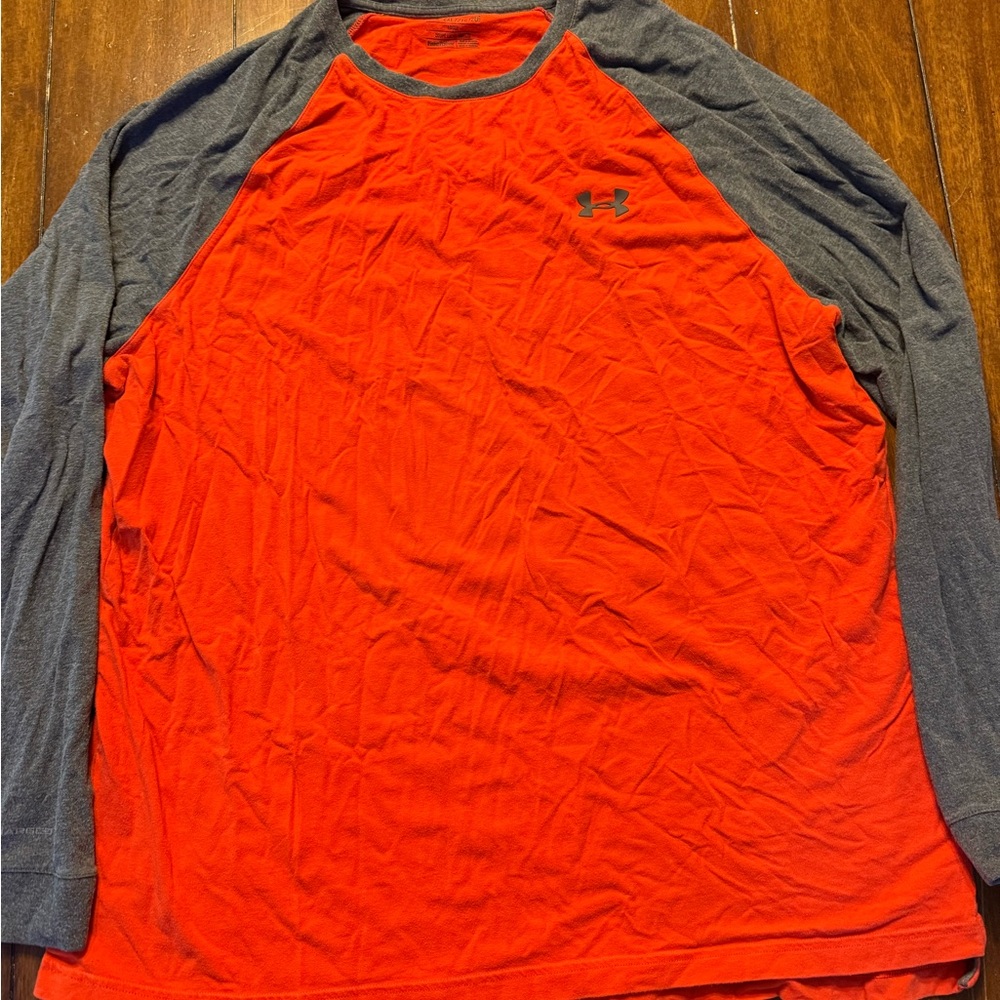 Under Armour Men's Vibrant orange and gray Long Sleeve Tee